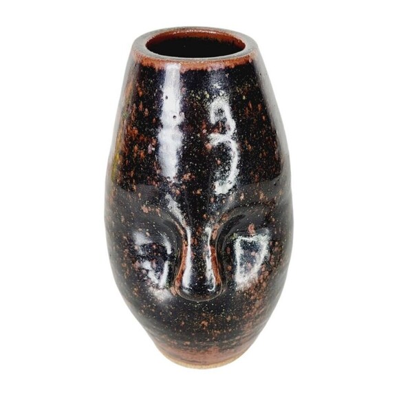 VTG MCM 60s Anthropomorphic Face Vase Clay Stoneware Pottery Studio Art Signed - Picture 6 of 12